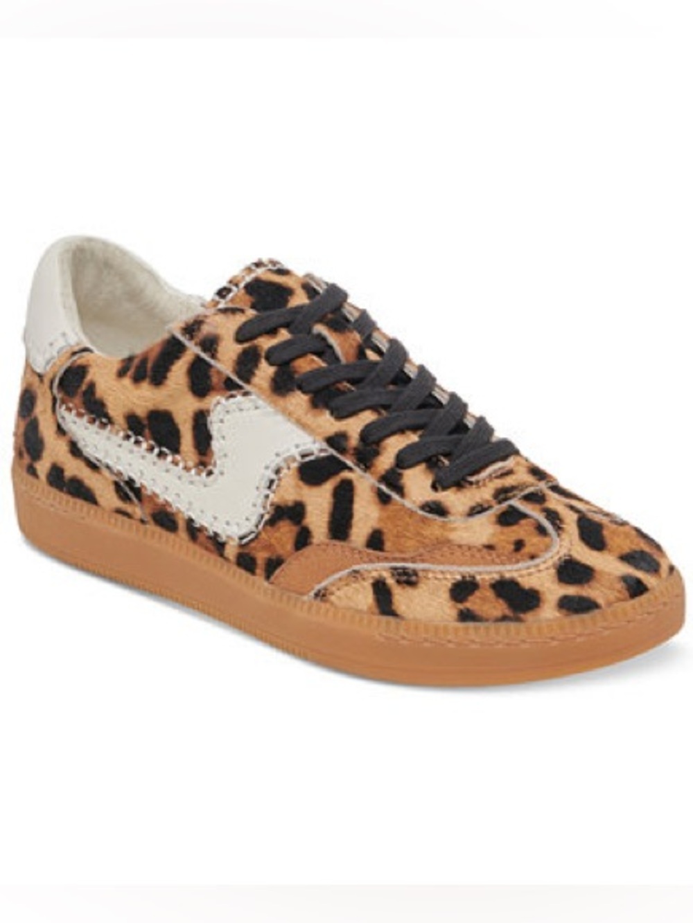 NEW Dolce Vita Notice Stitch Leopard Print Sneakers Retro Calf Hair Size 7